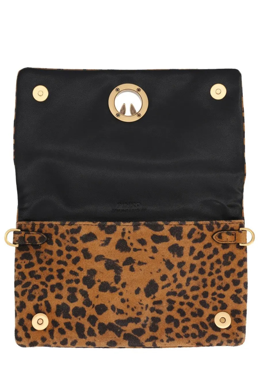 Black and tan leopard-print clutch with gold-tone hardware pinko women’s pochette small con tracolla pattern