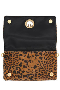 Black and tan leopard-print clutch with gold-tone hardware pinko women’s pochette small con tracolla pattern