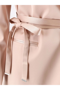 Pinko women’s rapa satin blazer pink with a soft blush pink satin belt tied into a neat bow with silver metal tips