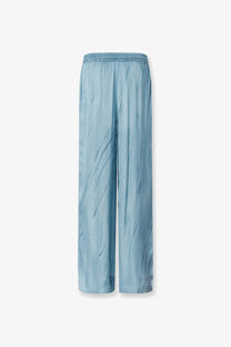 Pinko women’s rikky viscose trousers blue light blue wide-leg with subtle texture and elastic waistband