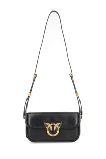 Pinko women’s small love bag black leather crossbody with gold-tone bird clasp and adjustable strap