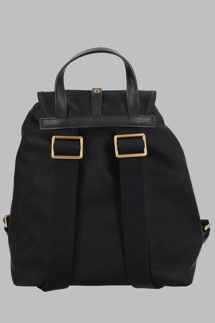 Pinko women’s zaino con black nylon backpack with gold-tone metal hardware and top handle