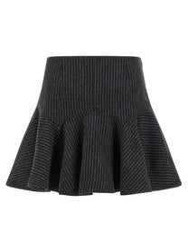 Ganni Pinstriped Flannel Skirt Grey