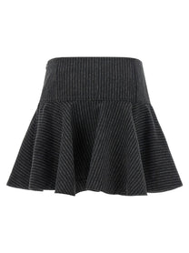 Ganni Pinstriped Flannel Skirt Grey