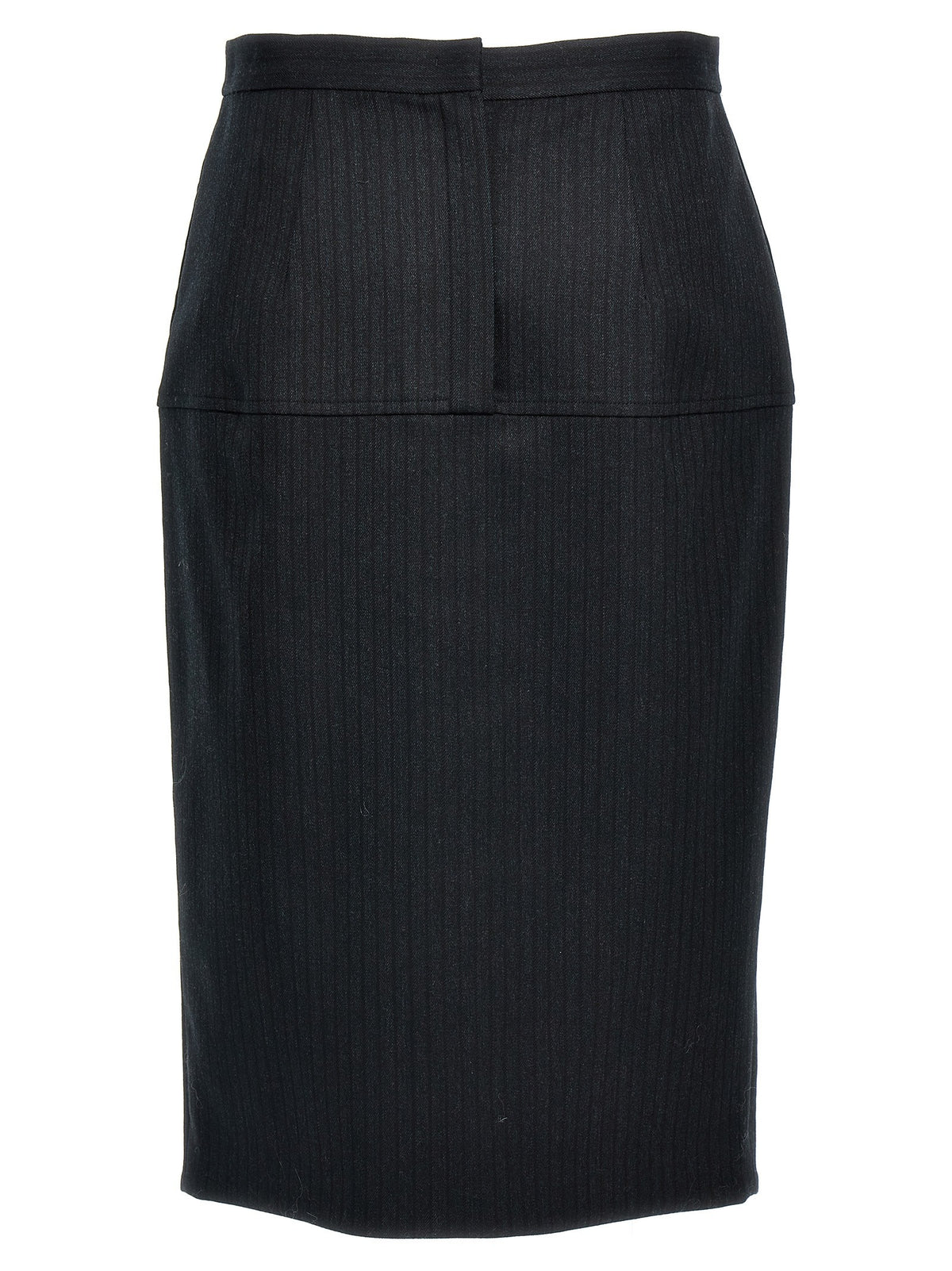 Fendi Pinstriped Wool Skirt Grey