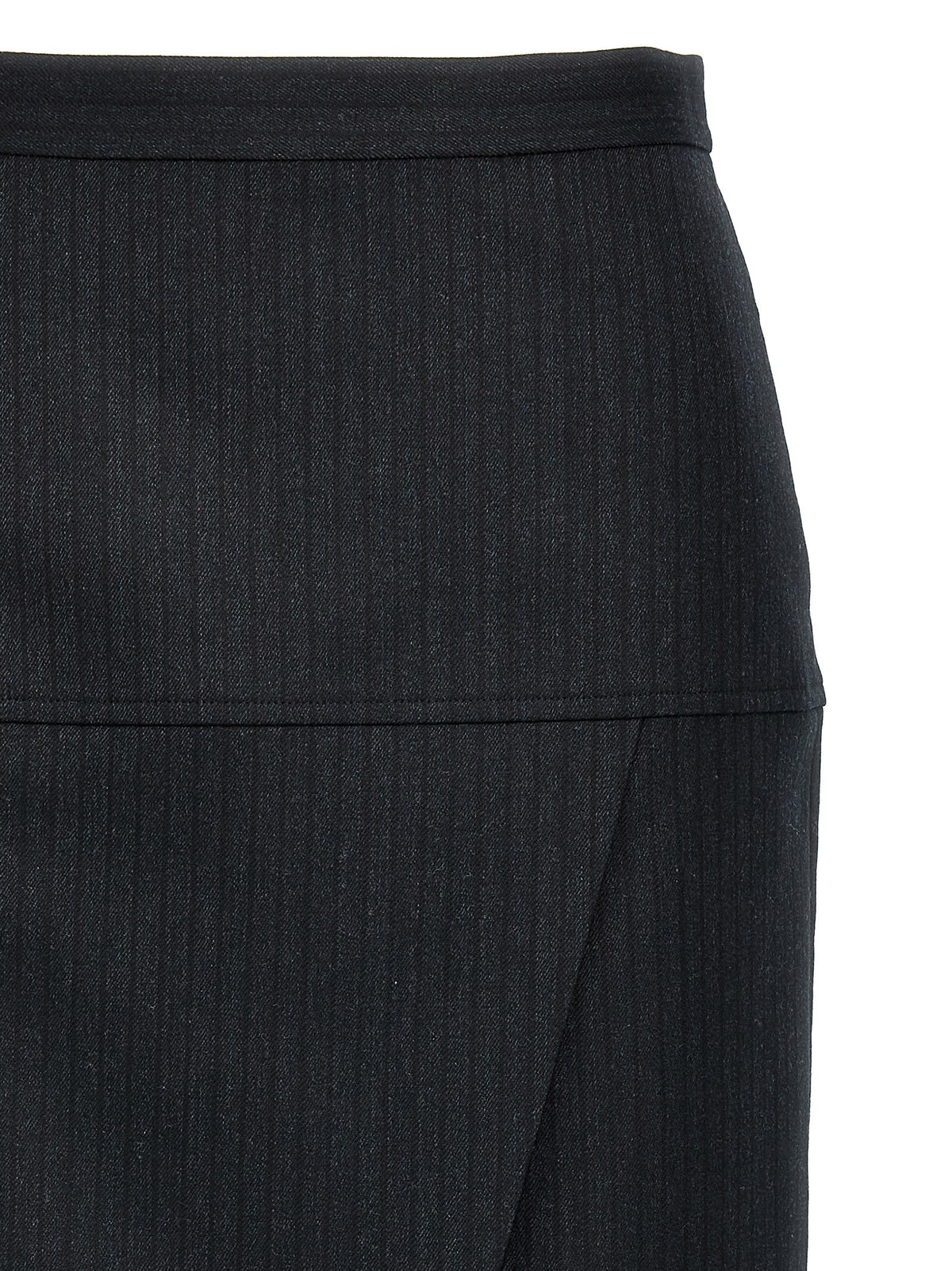 Fendi Pinstriped Wool Skirt Grey