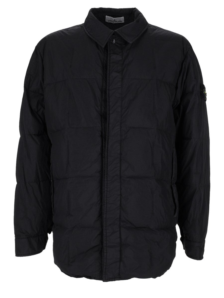 Stone Island Men's Piumino Antigoccia Con Colletto Rigido Black