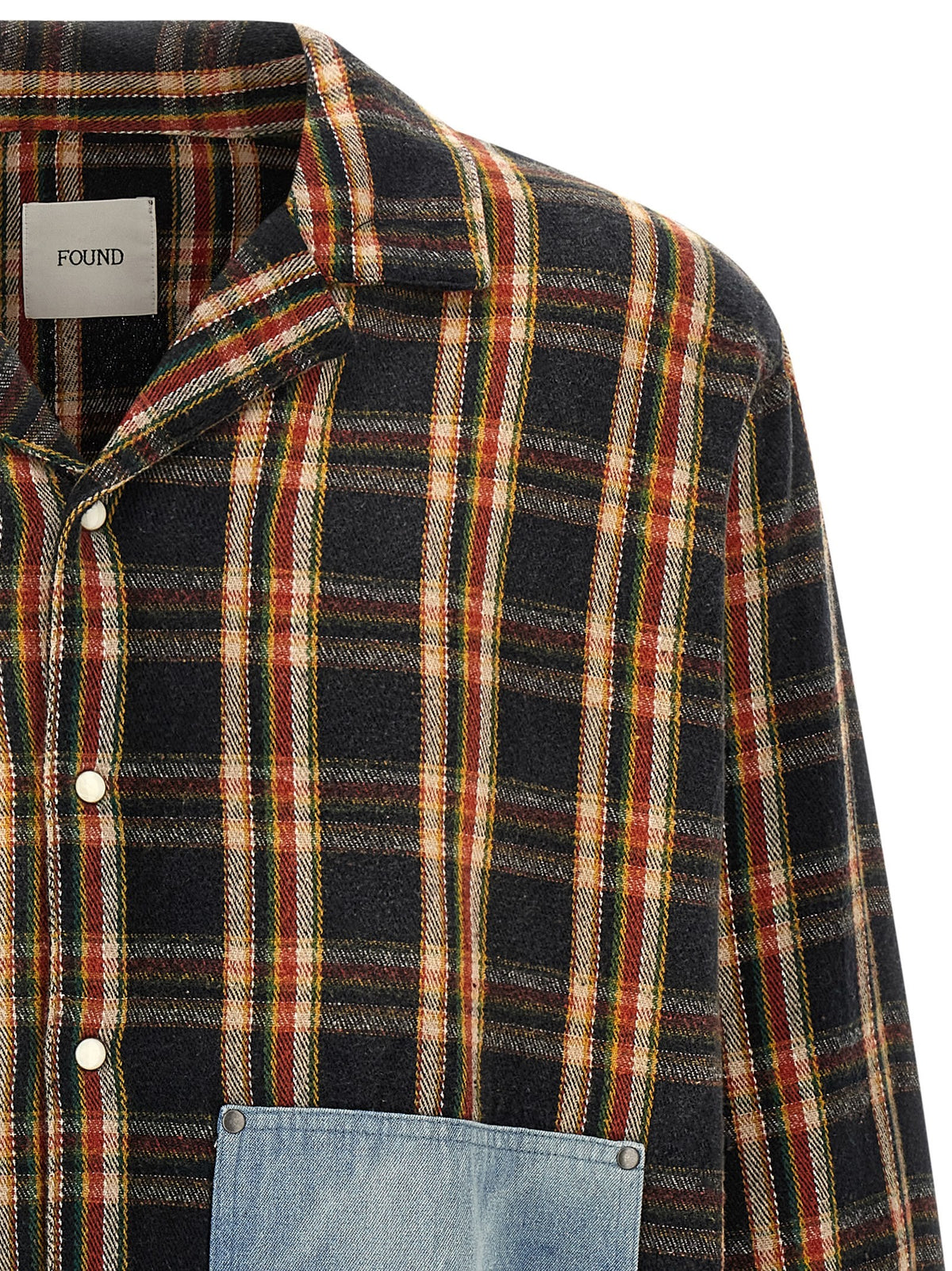 FOUND Plaid Denim Shirt Gold