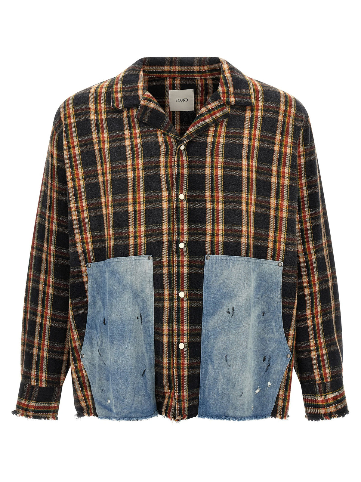 FOUND Plaid Denim Shirt Gold