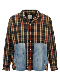 FOUND Plaid Denim Shirt Gold