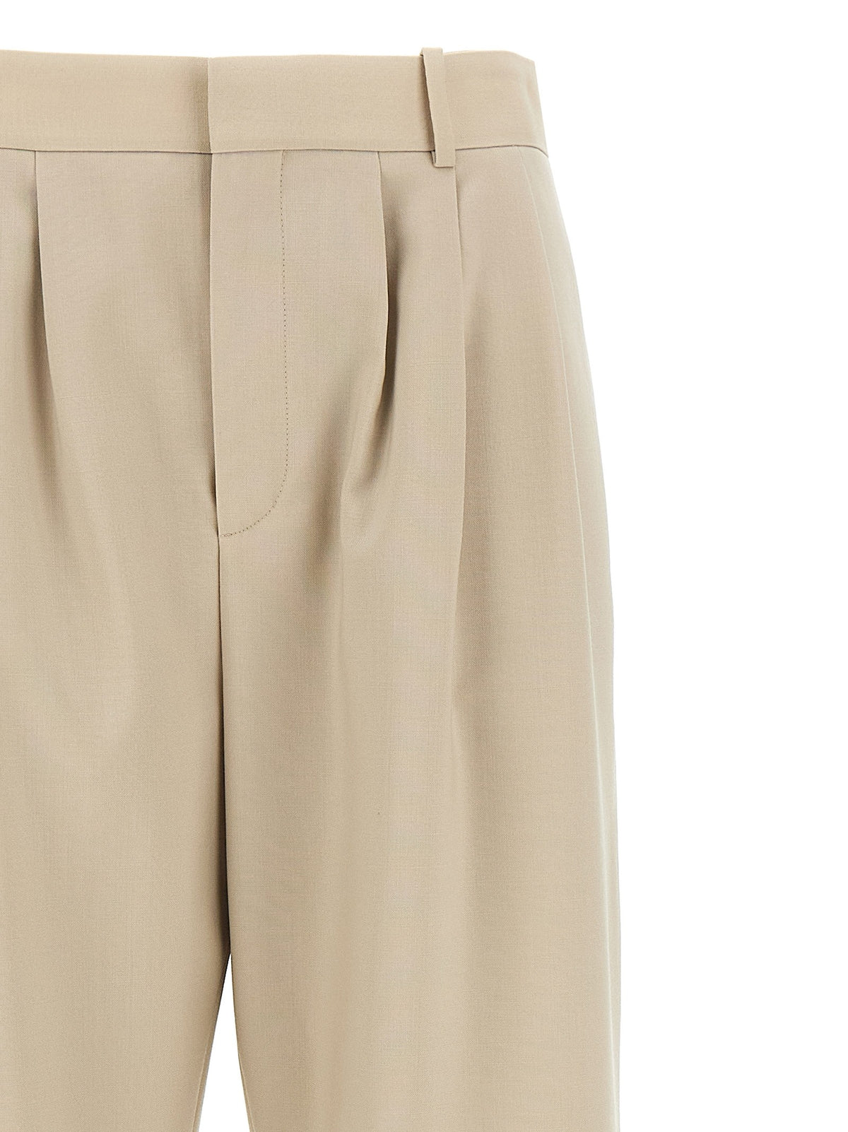 Saint Laurent Pleat Pants Beige