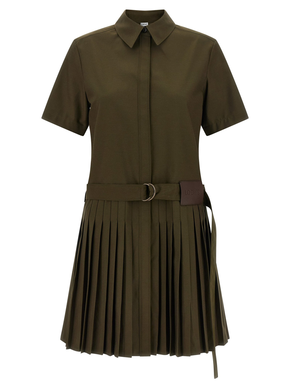 Loewe Pleated Chemisier Dress Green