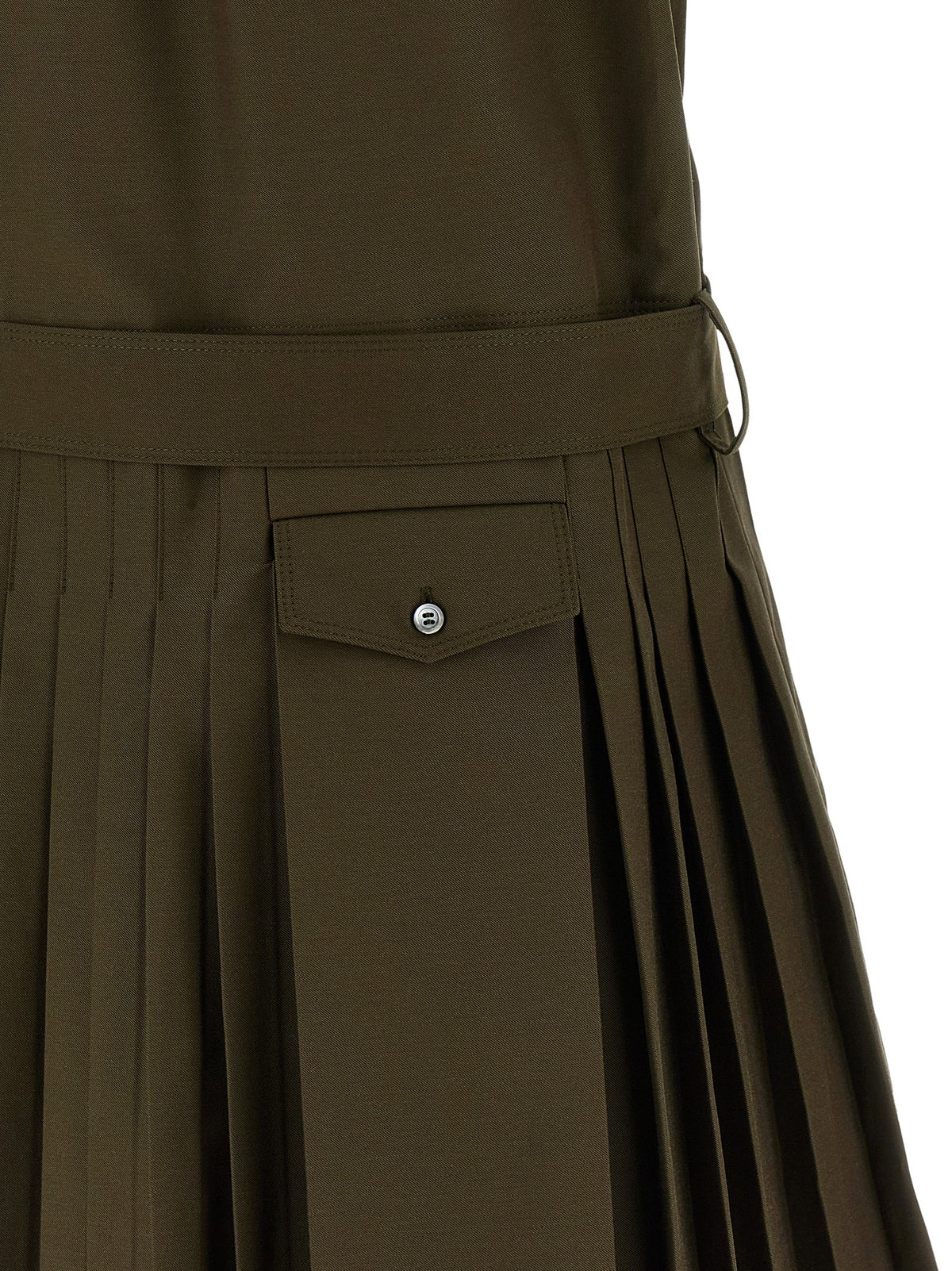 Loewe Pleated Chemisier Dress Green