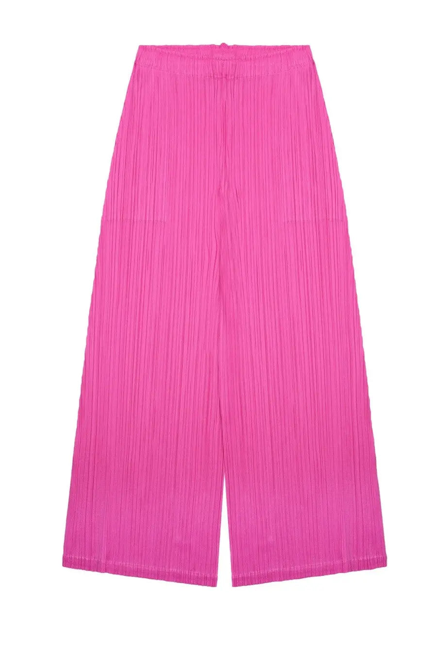 Bright pink pleated high waist wide-leg trousers with straight-cut legs from pleats please issey miyake