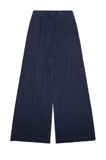 Navy blue pleated wide-leg high waist trousers from pleats please issey miyake with straight-cut legs