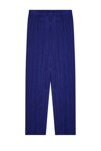 Pleats please issey miyake women’s royal blue pleated pants with structured minimalist design in lightweight fabric