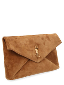 Saint Laurent Women's Pochette Envelope Cassandre Large Brown