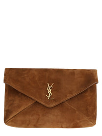Saint Laurent Women's Pochette Envelope Cassandre Large Brown