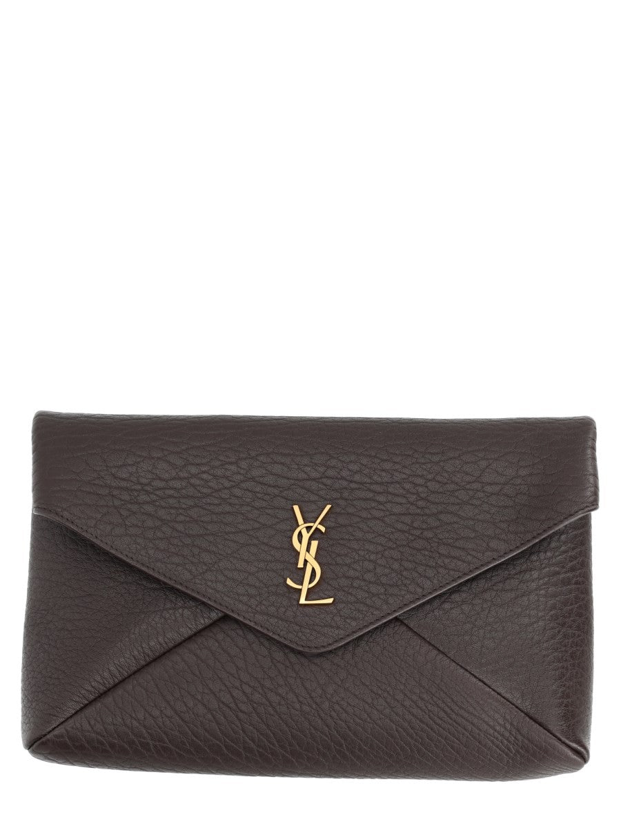 Saint Laurent Women's Pochette Envelope Cassandre Large Brown