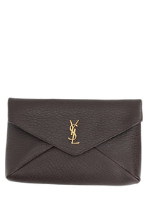 Saint Laurent Women's Pochette Envelope Cassandre Large Brown
