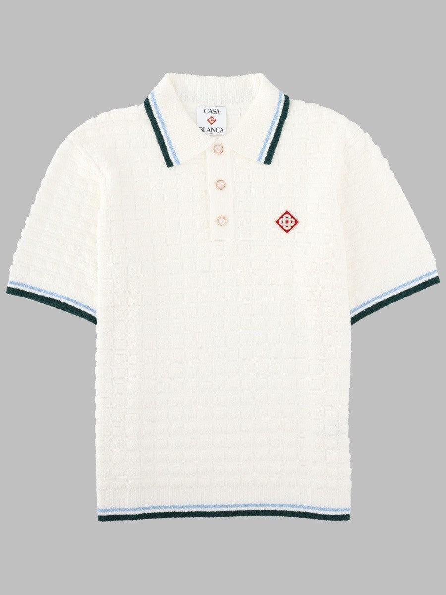 Casablanca Men's Polo Bouclé Con White