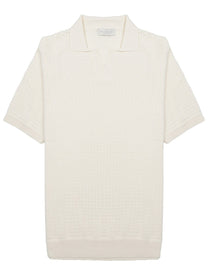 Luigi Gentile Men's Polo Capri in Crochet DI Cotone White