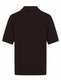 Luigi Gentile Men's Polo Capri in Crochet DI Cotone Brown
