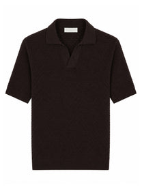 Luigi Gentile Men's Polo Capri in Crochet DI Cotone Brown