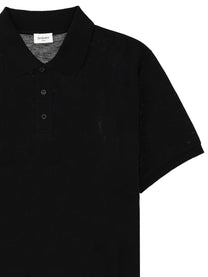 Saint Laurent Men's Polo Cassandre in Cotone Black