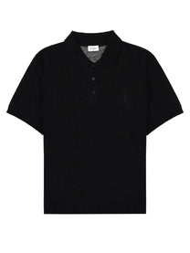 Saint Laurent Men's Polo Cassandre in Cotone Black