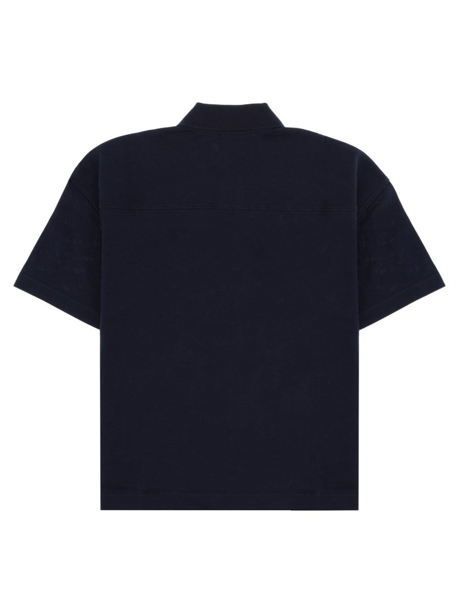 Saint Laurent Men's Polo Cassandre in Piqué Di Cotone Blue