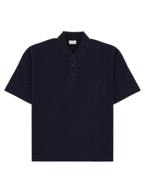 Saint Laurent Men's Polo Cassandre in Piqué Di Cotone Blue