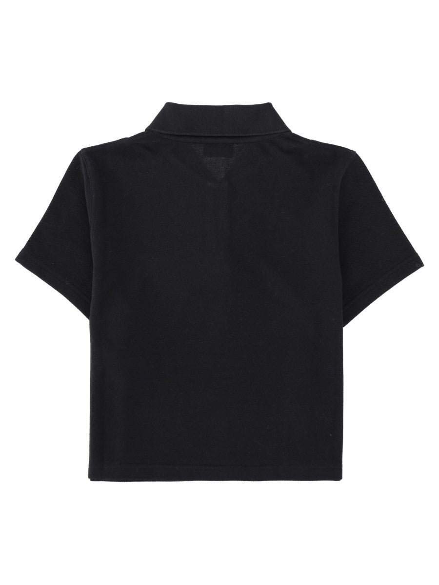 Saint Laurent Women's Polo Corta Cassandre in Piqué Di Cotone Black