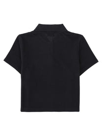 Saint Laurent Women's Polo Corta Cassandre in Piqué Di Cotone Black