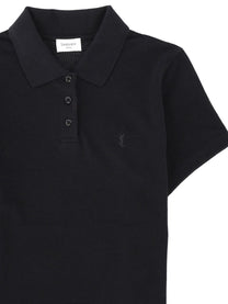 Saint Laurent Women's Polo Corta Cassandre in Piqué Di Cotone Black