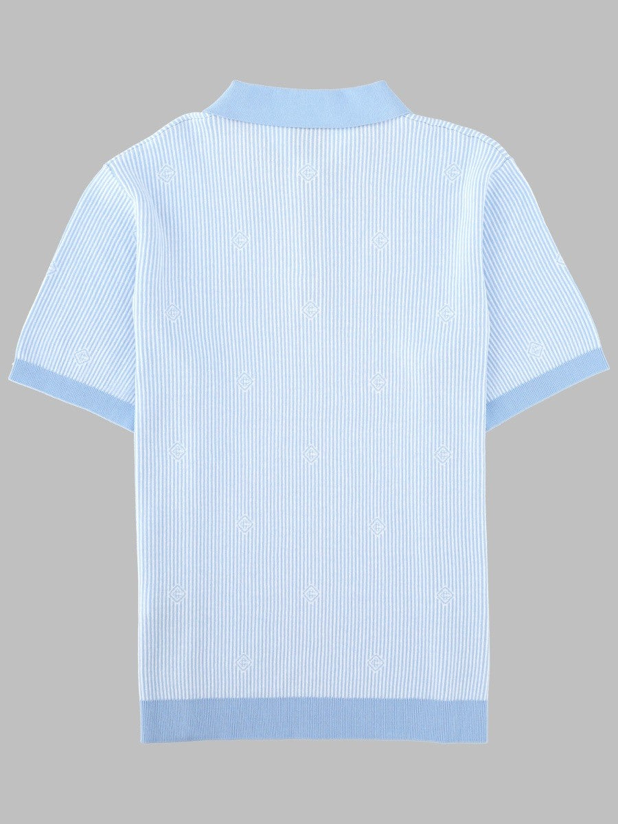 Casablanca Men's Polo in Maglia Righe Blue