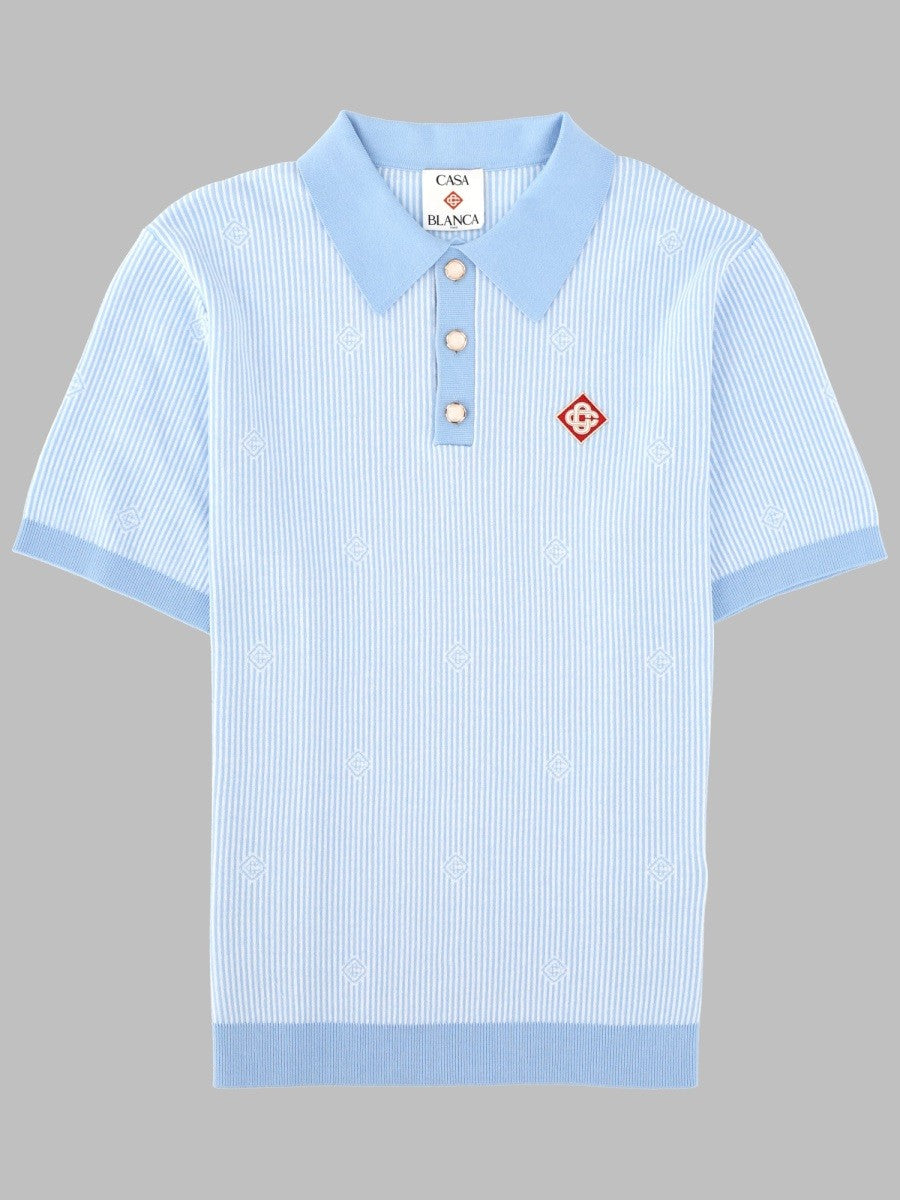 Casablanca Men's Polo in Maglia Righe Blue