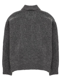Ami Paris Men's Embroidered Knit Polo Grey, view 2