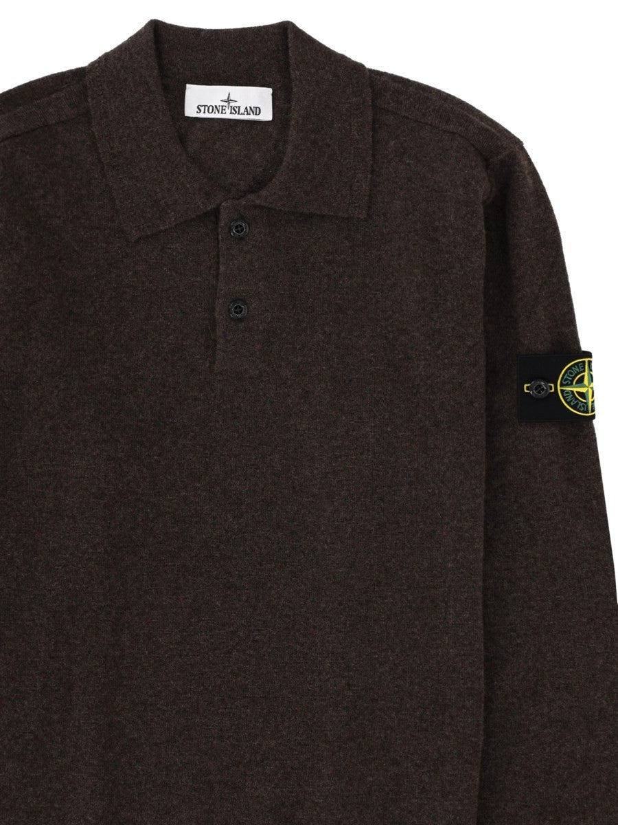 Stone Island Men's Polo in Maglia Con Patch Brown