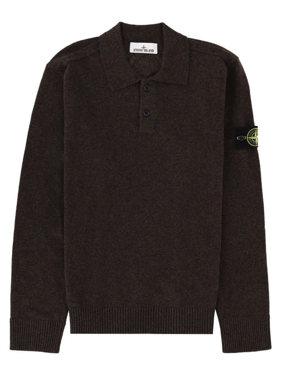 Stone Island Men's Polo in Maglia Con Patch Brown