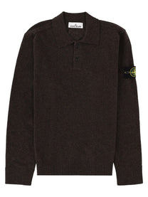 Stone Island Men's Polo in Maglia Con Patch Brown