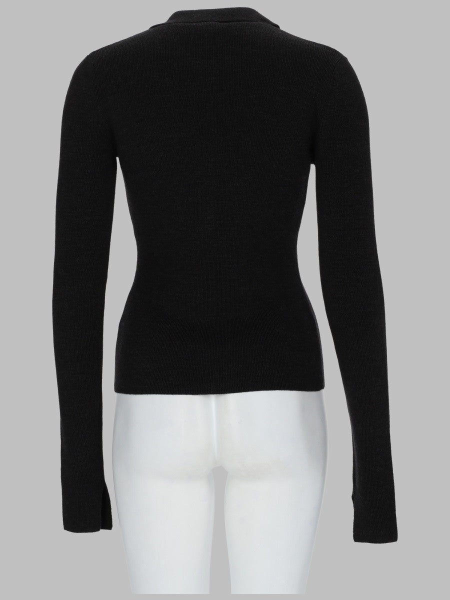 Ganni Women's Polo in Maglia DI Lana Black
