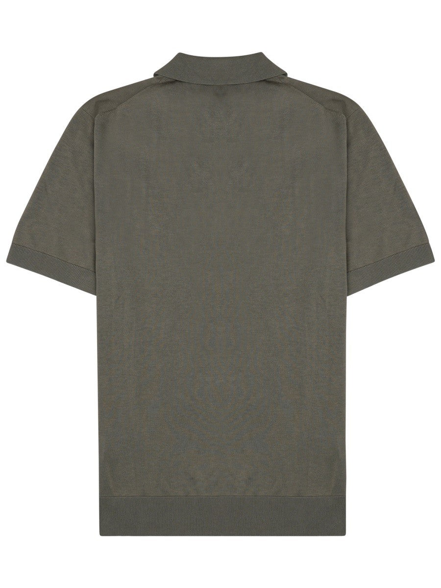 Paolo Pecora Milano Men's Polo in Seta Misto Cotone Grey