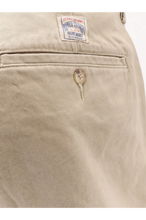 Beige cotton chino pants with woven label and translucent button for polo ralph lauren men’s big fit cotton bermuda shorts green