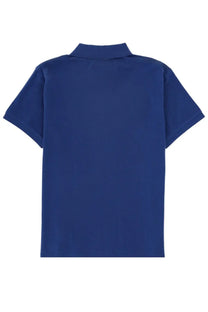 Polo ralph lauren men’s solid navy blue short-sleeved polo shirt with classic collar and neat stitched seams