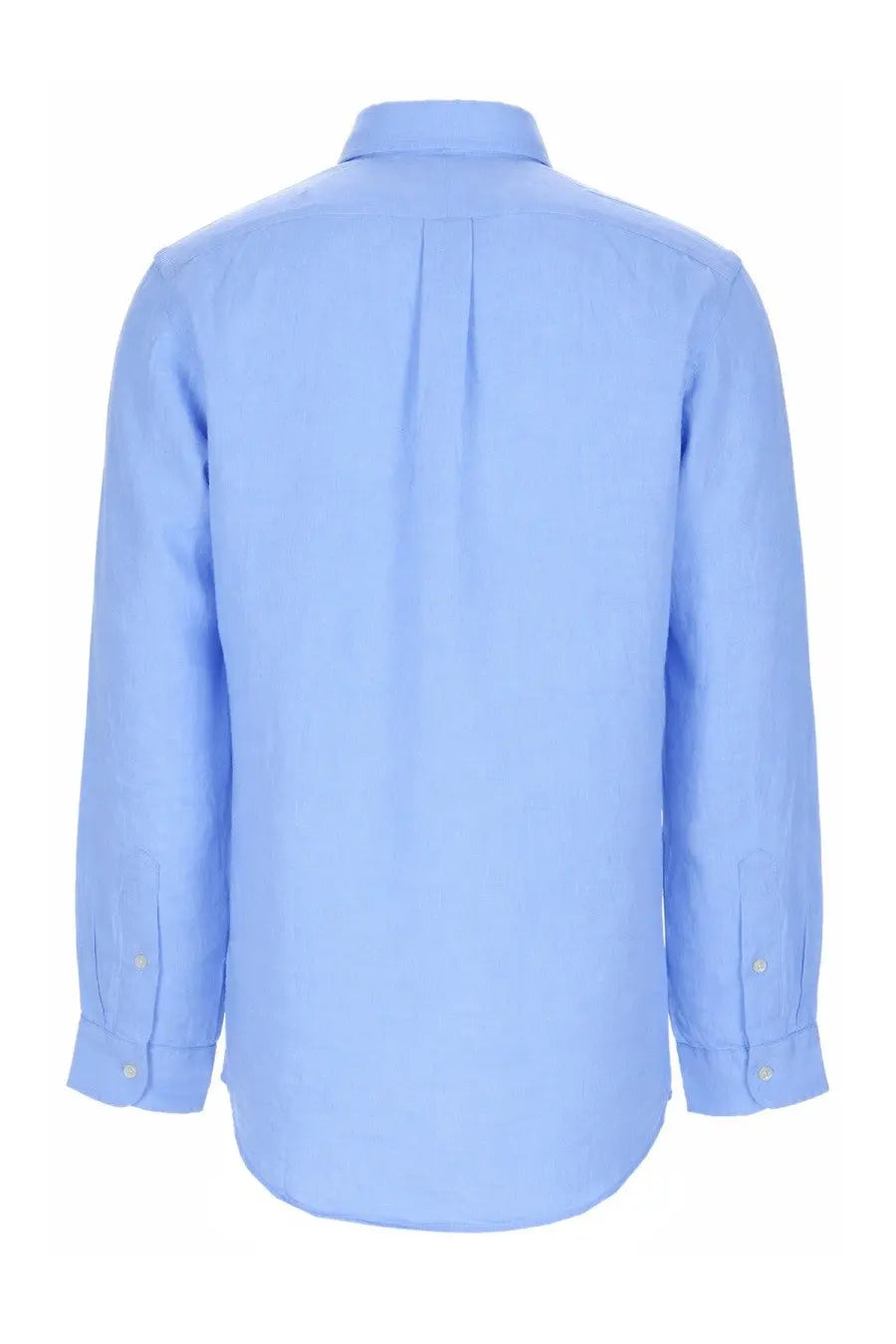 Polo Ralph Lauren men’s light blue long-sleeved dress shirt with classic collar and buttoned cuffs