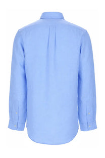 Polo Ralph Lauren men’s light blue long-sleeved dress shirt with classic collar and buttoned cuffs