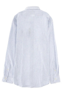 Polo ralph lauren men’s camicia con blue light blue and white striped long-sleeved cotton button-down shirt