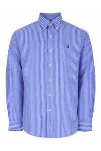 Polo Ralph Lauren men’s camicia con blue blue and white striped button-down shirt with embroidered polo player logo