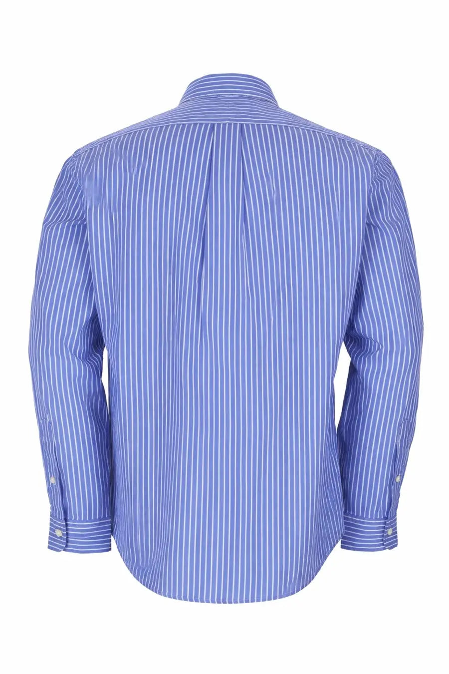 Polo Ralph Lauren men’s long-sleeved blue and white striped cotton dress shirt with classic collar